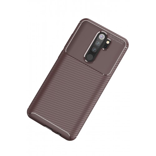 Newface Xiaomi Redmi Note 8 Pro Kılıf Focus Karbon Silikon - Kahverengi Newface Xiaomi Redmi Note 8 Pro Kılıf Focus Karbon Silikon - Kahverengi