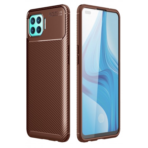 Newface Oppo Reno 4 Lite Kılıf Focus Karbon Silikon - Kahverengi Newface Oppo Reno 4 Lite Kılıf Focus Karbon Silikon - Kahverengi