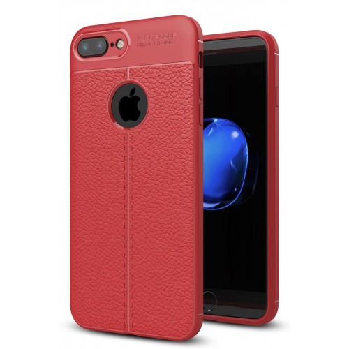 Newface iPhone 8 Plus Kılıf Focus Derili Silikon - Kırmızı Newface iPhone 8 Plus Kılıf Focus Derili Silikon - Kırmızı