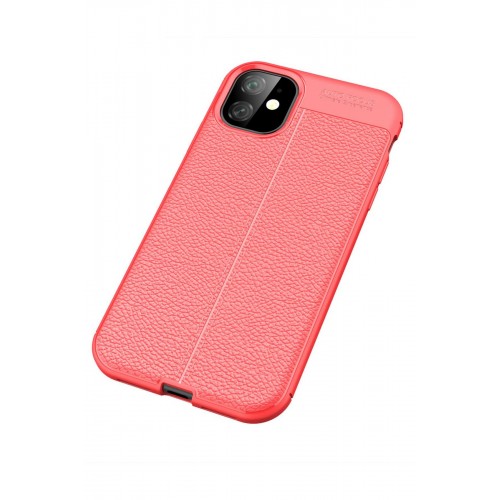 Newface iPhone 11 Kılıf Focus Derili Silikon - Kırmızı Newface iPhone 11 Kılıf Focus Derili Silikon - Kırmızı