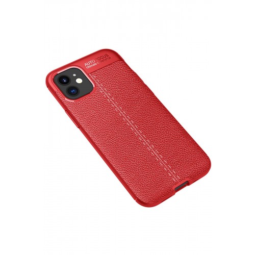 Newface iPhone 12 Mini Kılıf Focus Derili Silikon - Kırmızı Newface iPhone 12 Mini Kılıf Focus Derili Silikon - Kırmızı