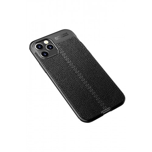 Newface iPhone 12 Kılıf Focus Derili Silikon - Siyah Newface iPhone 12 Kılıf Focus Derili Silikon - Siyah
