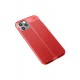 Newface iPhone 12 Kılıf Focus Derili Silikon - Kırmızı