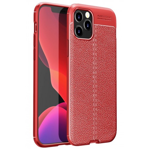 Newface iPhone 12 Pro Kılıf Focus Derili Silikon - Kırmızı