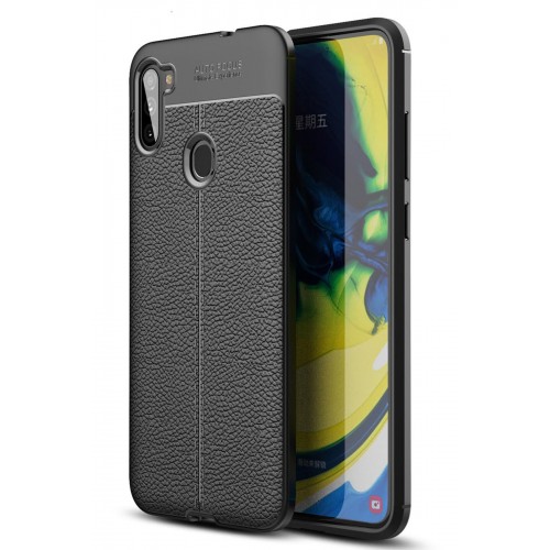 Newface Samsung Galaxy A11 Kılıf Focus Derili Silikon - Siyah Newface Samsung Galaxy A11 Kılıf Focus Derili Silikon - Siyah