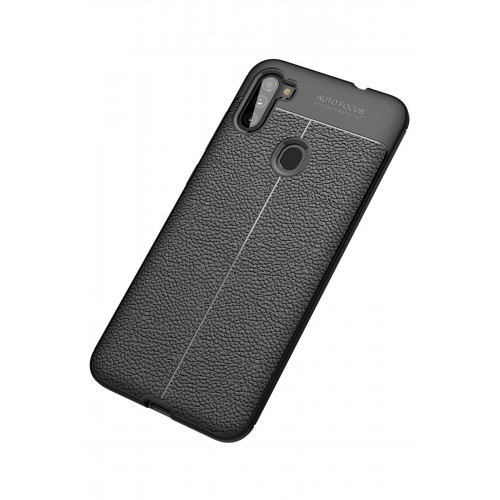 Newface Samsung Galaxy A11 Kılıf Focus Derili Silikon - Siyah Newface Samsung Galaxy A11 Kılıf Focus Derili Silikon - Siyah