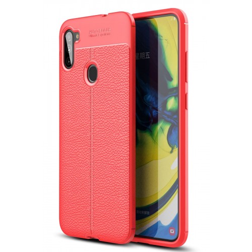 Newface Samsung Galaxy A11 Kılıf Focus Derili Silikon - Kırmızı Newface Samsung Galaxy A11 Kılıf Focus Derili Silikon - Kırmızı