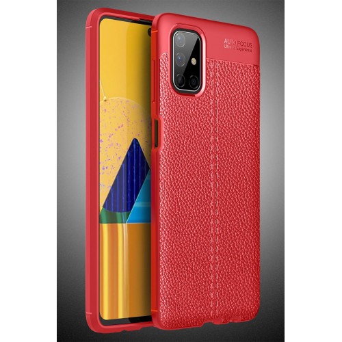 Newface Samsung Galaxy M51 Kılıf Focus Derili Silikon - Kırmızı Newface Samsung Galaxy M51 Kılıf Focus Derili Silikon - Kırmızı