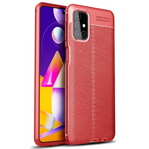 Newface Samsung Galaxy M31S Kılıf Focus Derili Silikon - Kırmızı Newface Samsung Galaxy M31S Kılıf Focus Derili Silikon - Kırmızı