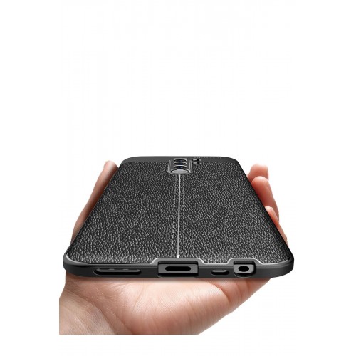 Newface Xiaomi Redmi 9 Kılıf Focus Derili Silikon - Siyah Newface Xiaomi Redmi 9 Kılıf Focus Derili Silikon - Siyah