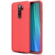 Newface Xiaomi Redmi Note 8 Pro Kılıf Focus Derili Silikon - Kırmızı