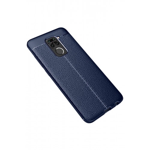 Newface Xiaomi Redmi Note 9 Kılıf Focus Derili Silikon - Lacivert