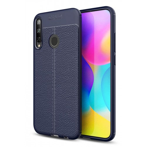 Newface Huawei P40 Lite E Kılıf Focus Derili Silikon - Lacivert