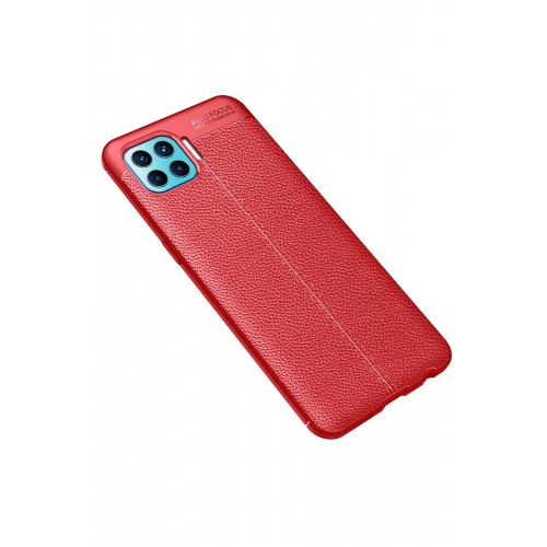 Newface Oppo Reno 4 Lite Kılıf Focus Derili Silikon - Kırmızı Newface Oppo Reno 4 Lite Kılıf Focus Derili Silikon - Kırmızı