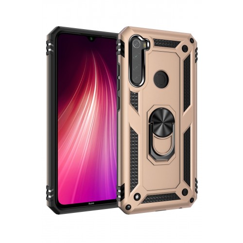 Newface Xiaomi Redmi Note 8 Kılıf Sofya Yüzüklü Silikon Kapak - Gold