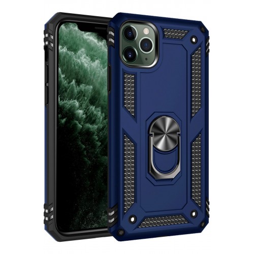 Newface iPhone 11 Pro Kılıf Sofya Yüzüklü Silikon Kapak - Lacivert