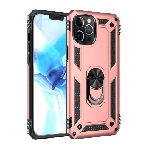 Newface iPhone 12 Pro Kılıf Sofya Yüzüklü Silikon Kapak - Rose