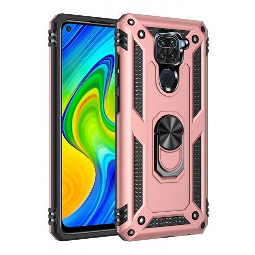 Newface Xiaomi Redmi Note 9 Kılıf Sofya Yüzüklü Silikon Kapak - Rose