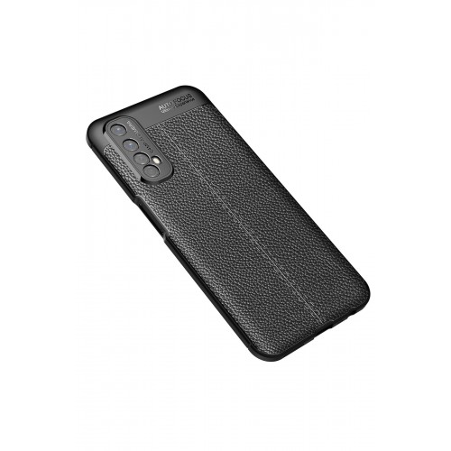Newface Realme 7 Kılıf Focus Derili Silikon - Siyah Newface Realme 7 Kılıf Focus Derili Silikon - Siyah
