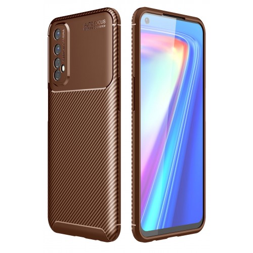 Newface Realme 7 Kılıf Focus Karbon Silikon - Kahverengi