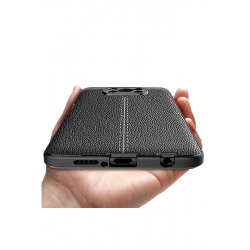 Newface Xiaomi Pocophone X3 Kılıf Focus Derili Silikon - Kırmızı Newface Xiaomi Pocophone X3 Kılıf Focus Derili Silikon - Kırmızı