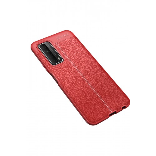 Newface Huawei P Smart 2021 Kılıf Focus Derili Silikon - Kırmızı Newface Huawei P Smart 2021 Kılıf Focus Derili Silikon - Kırmızı