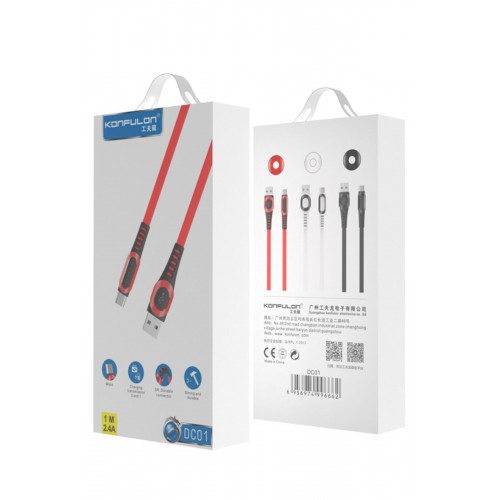Konfulon DC-01 Süper Hızlı Micro USB Kablo 1M 2.4A - Kırmızı Konfulon DC-01 Süper Hızlı Micro USB Kablo 1M 2.4A - Kırmızı