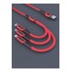Konfulon DC-19 3in1 USB Kablo 1.3M 3A - Kırmızı Konfulon DC-19 3in1 USB Kablo 1.3M 3A - Kırmızı