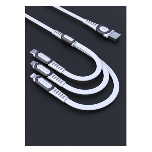 Konfulon DC-19 3in1 USB Kablo 1.3M 3A - Beyaz Konfulon DC-19 3in1 USB Kablo 1.3M 3A - Beyaz