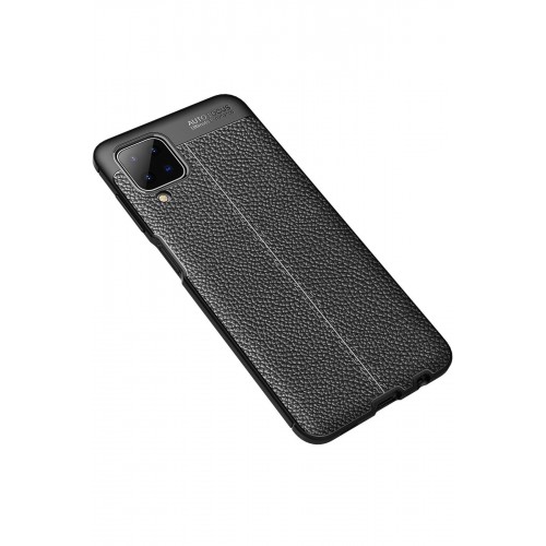 Newface Samsung Galaxy A12 Kılıf Focus Derili Silikon - Siyah Newface Samsung Galaxy A12 Kılıf Focus Derili Silikon - Siyah