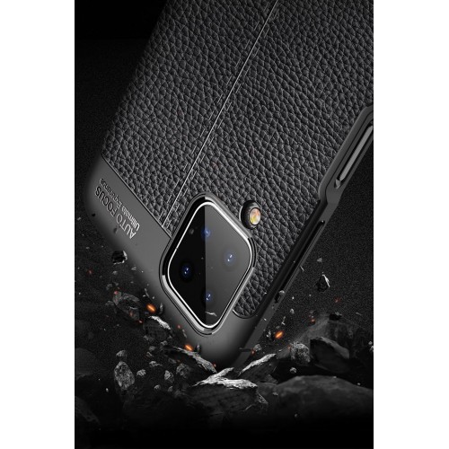 Newface Samsung Galaxy A12 Kılıf Focus Derili Silikon - Siyah Newface Samsung Galaxy A12 Kılıf Focus Derili Silikon - Siyah