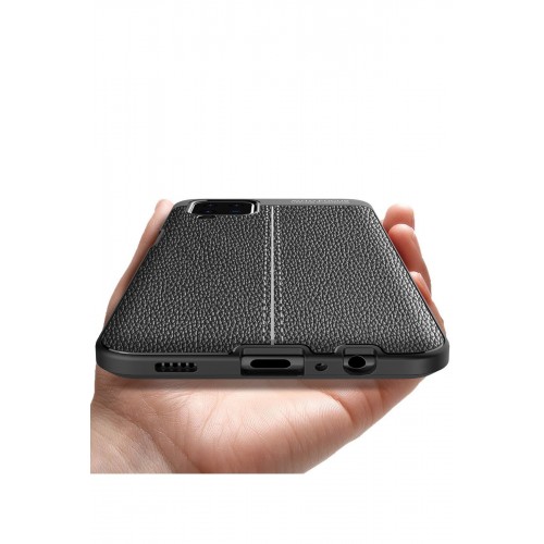 Newface Samsung Galaxy A12 Kılıf Focus Derili Silikon - Siyah Newface Samsung Galaxy A12 Kılıf Focus Derili Silikon - Siyah