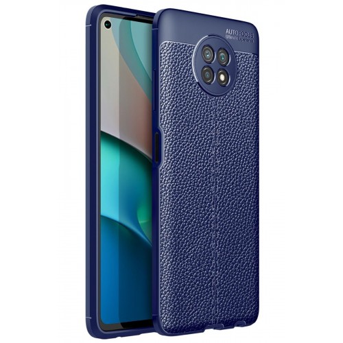 Newface Xiaomi Redmi Note 9 5G Kılıf Focus Derili Silikon - Lacivert