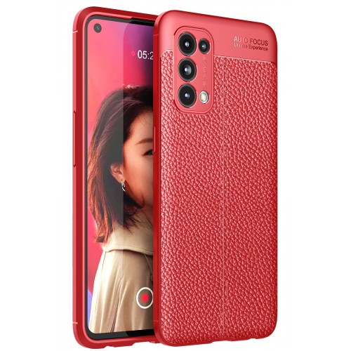 Newface Oppo Reno 5 Kılıf Focus Derili Silikon - Kırmızı Newface Oppo Reno 5 Kılıf Focus Derili Silikon - Kırmızı