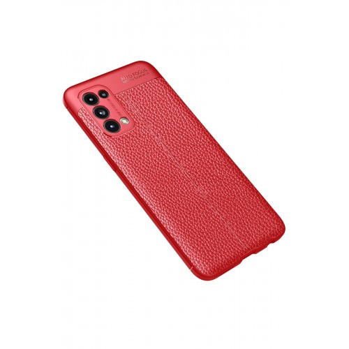 Newface Oppo Reno 5 Kılıf Focus Derili Silikon - Kırmızı Newface Oppo Reno 5 Kılıf Focus Derili Silikon - Kırmızı