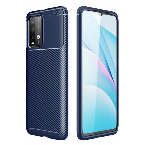 Newface Xiaomi Redmi Note 9 4G Kılıf Focus Karbon Silikon - Lacivert