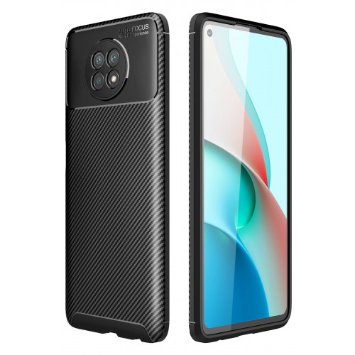 Newface Xiaomi Redmi Note 9 5G Kılıf Focus Karbon Silikon - Siyah