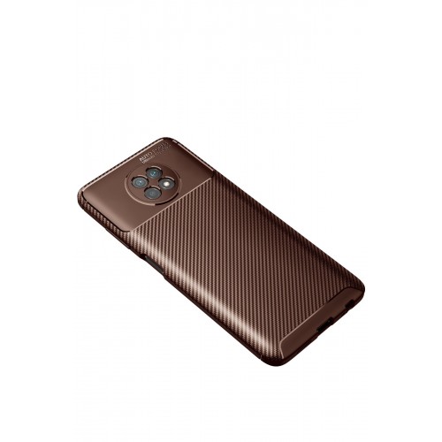 Newface Xiaomi Redmi Note 9 5G Kılıf Focus Karbon Silikon - Kahverengi Newface Xiaomi Redmi Note 9 5G Kılıf Focus Karbon Silikon - Kahverengi