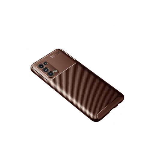 Newface Oppo Reno 5 Kılıf Focus Karbon Silikon - Kahverengi Newface Oppo Reno 5 Kılıf Focus Karbon Silikon - Kahverengi