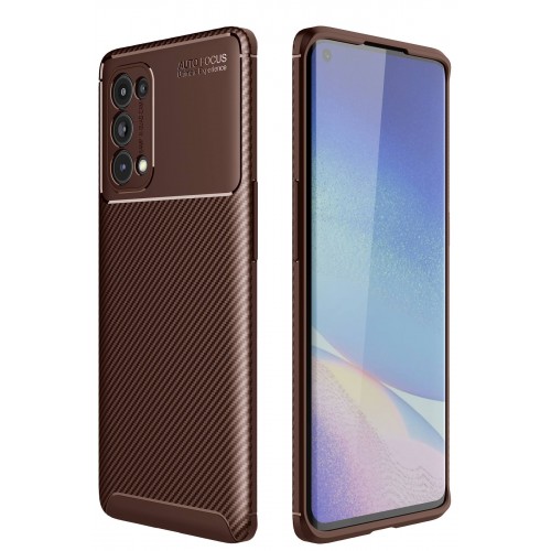 Newface Oppo Reno 5 Pro Kılıf Focus Karbon Silikon - Kahverengi Newface Oppo Reno 5 Pro Kılıf Focus Karbon Silikon - Kahverengi