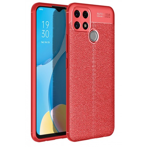 Newface Oppo A15 Kılıf Focus Derili Silikon - Kırmızı Newface Oppo A15 Kılıf Focus Derili Silikon - Kırmızı