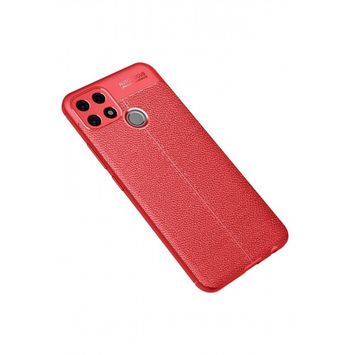Newface Oppo A15 Kılıf Focus Derili Silikon - Kırmızı Newface Oppo A15 Kılıf Focus Derili Silikon - Kırmızı