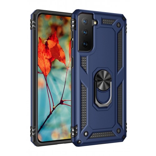 Newface Samsung Galaxy S21 Plus Kılıf Sofya Yüzüklü Silikon Kapak - Lacivert