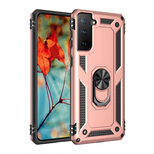 Newface Samsung Galaxy S21 Plus Kılıf Sofya Yüzüklü Silikon Kapak - Rose