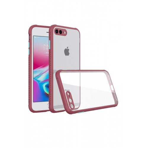 Newface iPhone 7 Plus Kılıf Miami Şeffaf Silikon  - Fuşya
