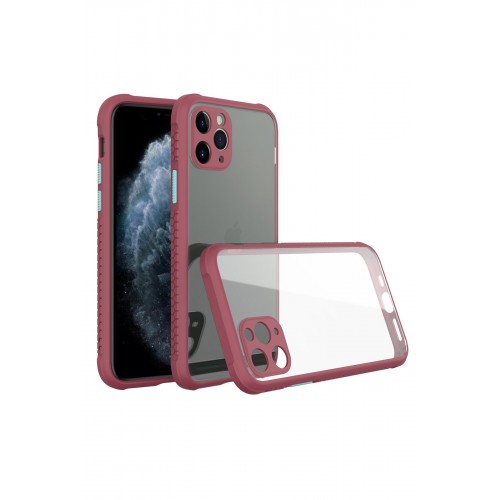 Newface iPhone 11 Pro Kılıf Miami Şeffaf Silikon  - Fuşya