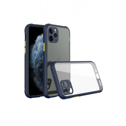 Newface iPhone 11 Pro Max Kılıf Miami Şeffaf Silikon  - Lacivert