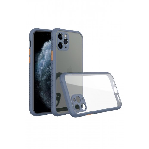 Newface iPhone 11 Pro Max Kılıf Miami Şeffaf Silikon  - Gri