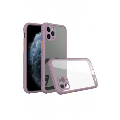 Newface iPhone 11 Pro Max Kılıf Miami Şeffaf Silikon  - Açık Mor