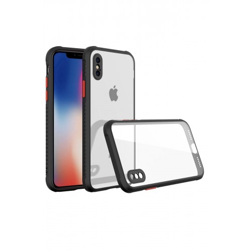 Newface iPhone XS Max Kılıf Miami Şeffaf Silikon  - Siyah